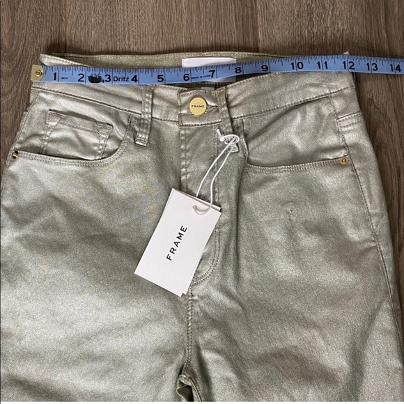 Frame Ali Metallic High Rise Ankle Skinny Jeans Size 25 - Picture 2 of 7